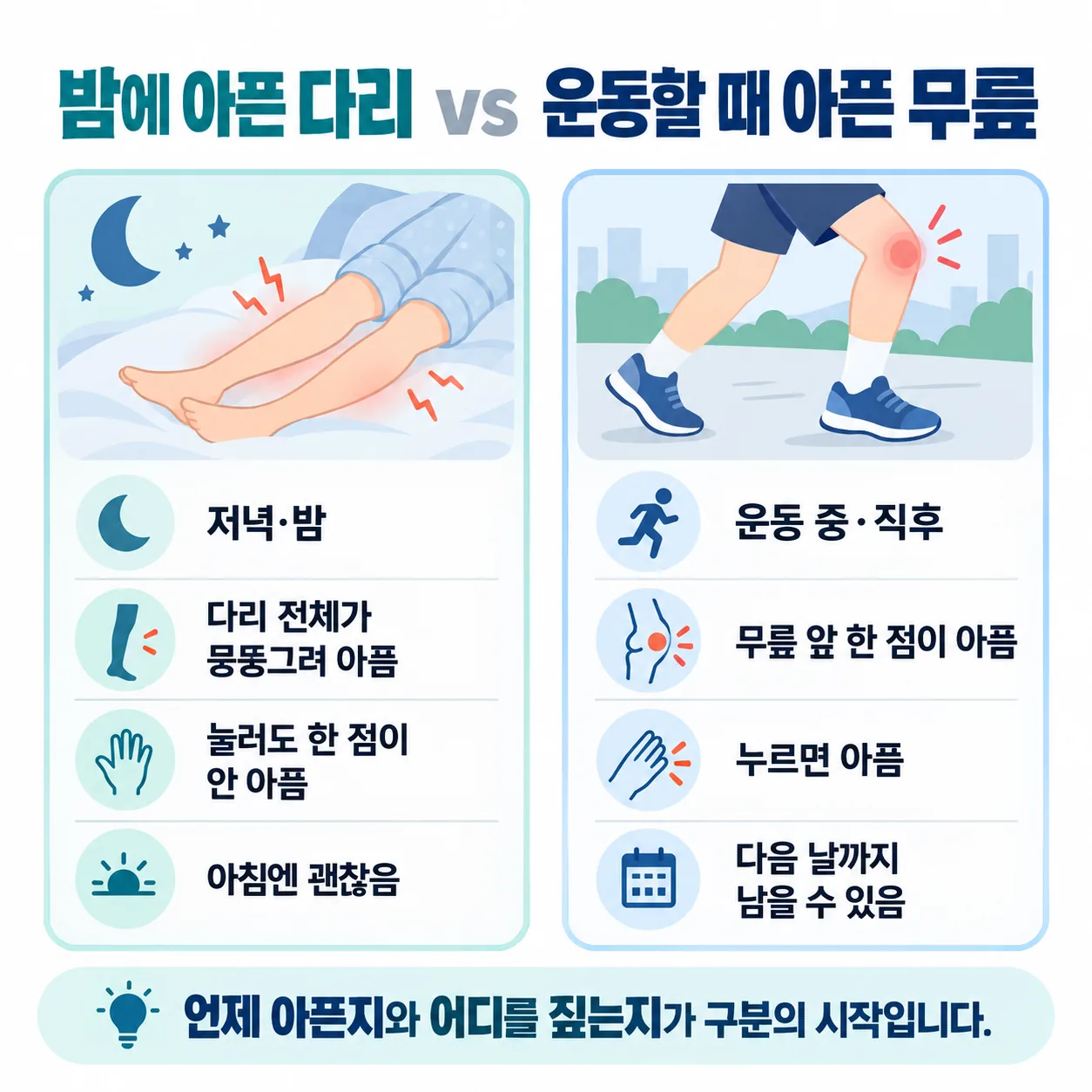무릎 아래 정강뼈 위쪽 돌출부 위치를 표시한 무릎 앞면 도해